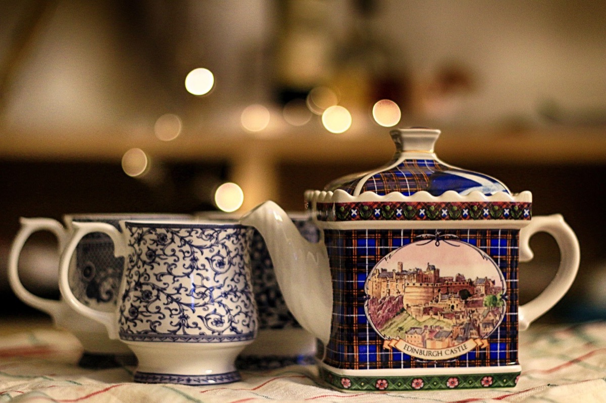 Coffee cup with herbal tea showing clear liquid
