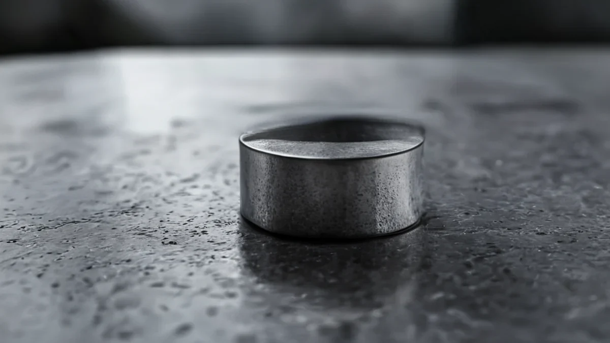A zinc spindle with a metallic texture and smooth surface.