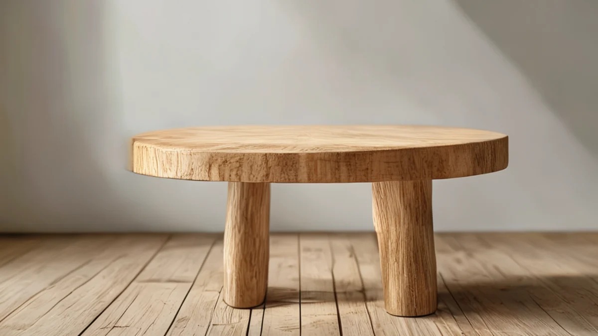 Un sedile di abete, texture naturale, design semplice, per usare come seduta.